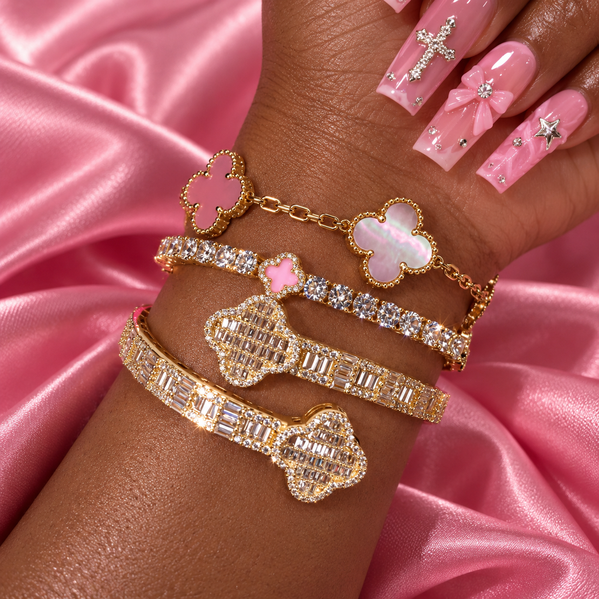 Pink & Gold Clover Stack
